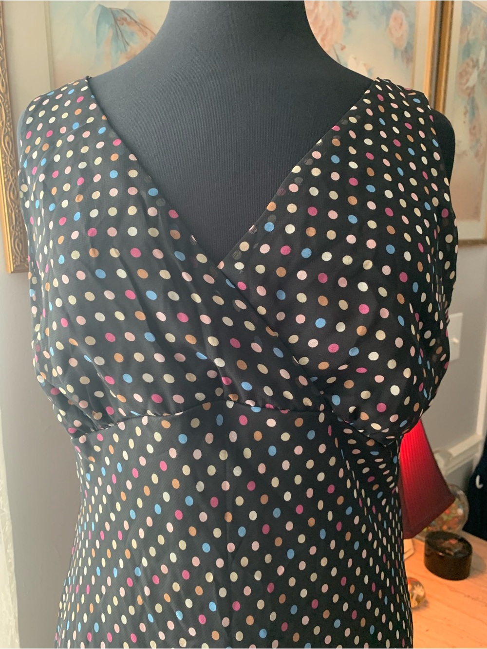 F.L.P Black Polka Dot V-Neck Women’s Dress